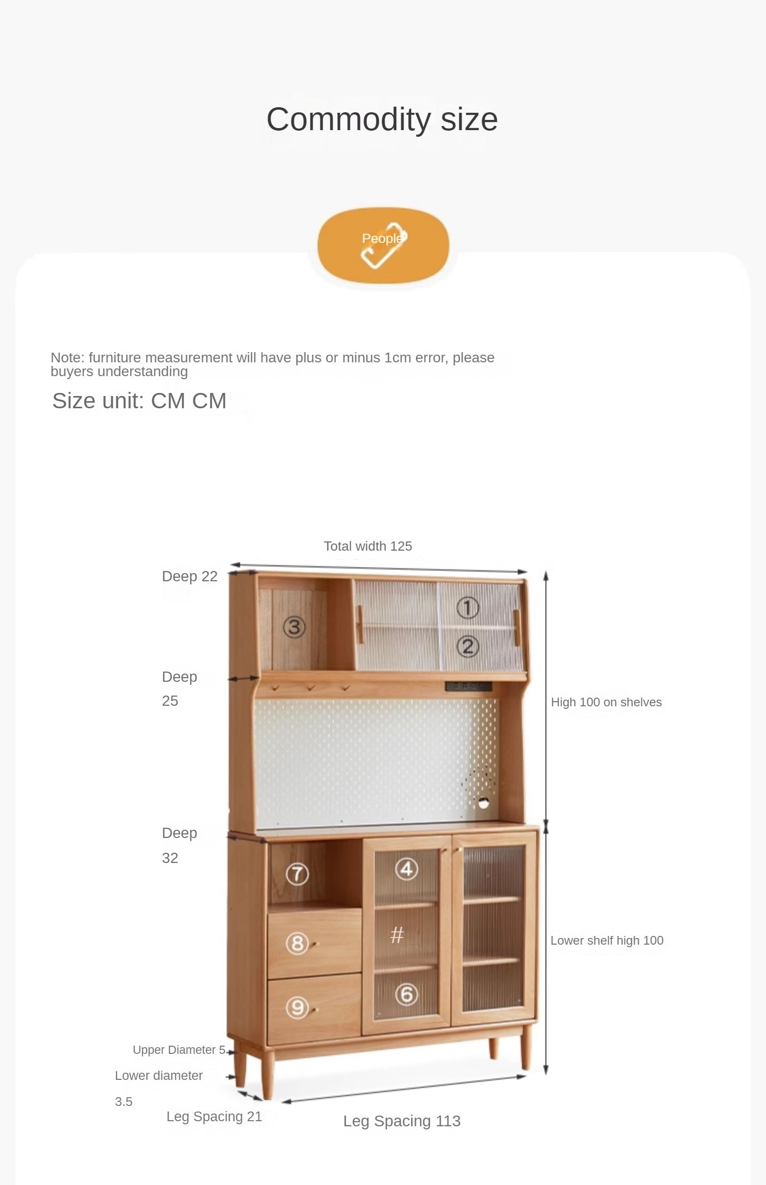 Beech Solid Wood Ultra-Thin Sideboard