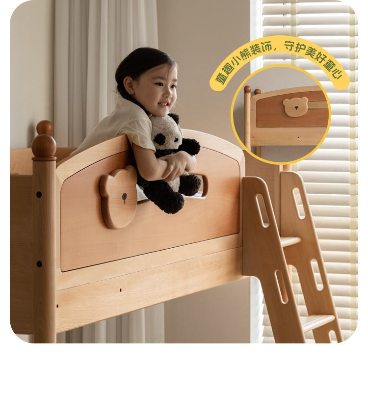 Beech solid wood children's bunk bed.