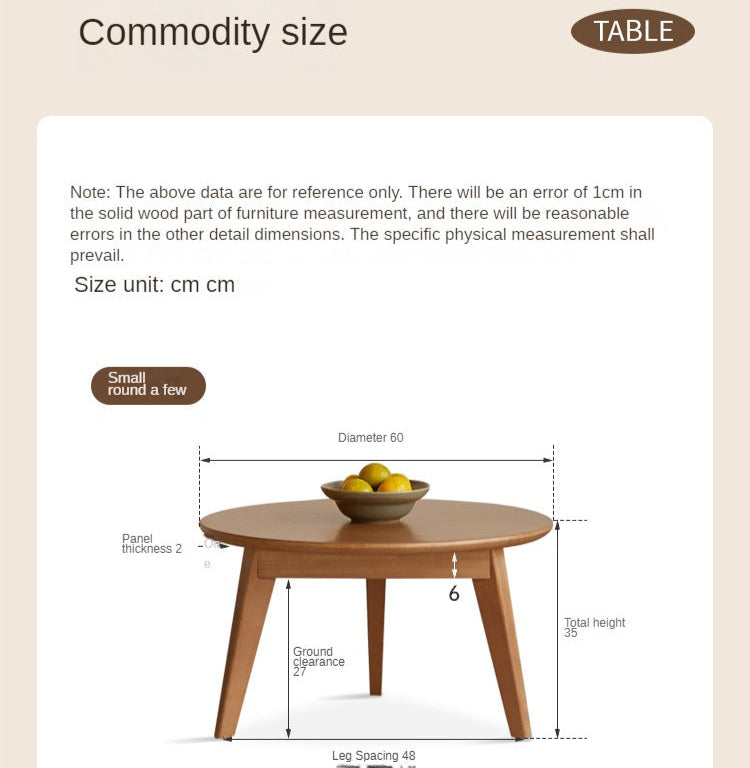 Poplar solid wood modern round coffee table