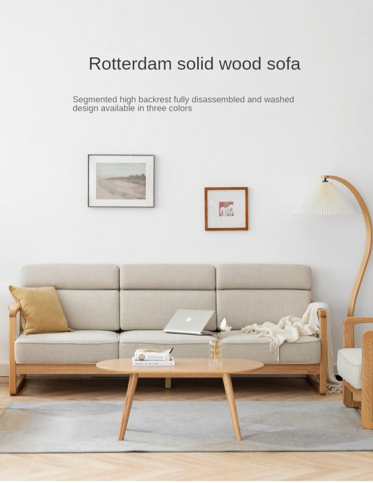 Oak solid wood new style fabric sofa"