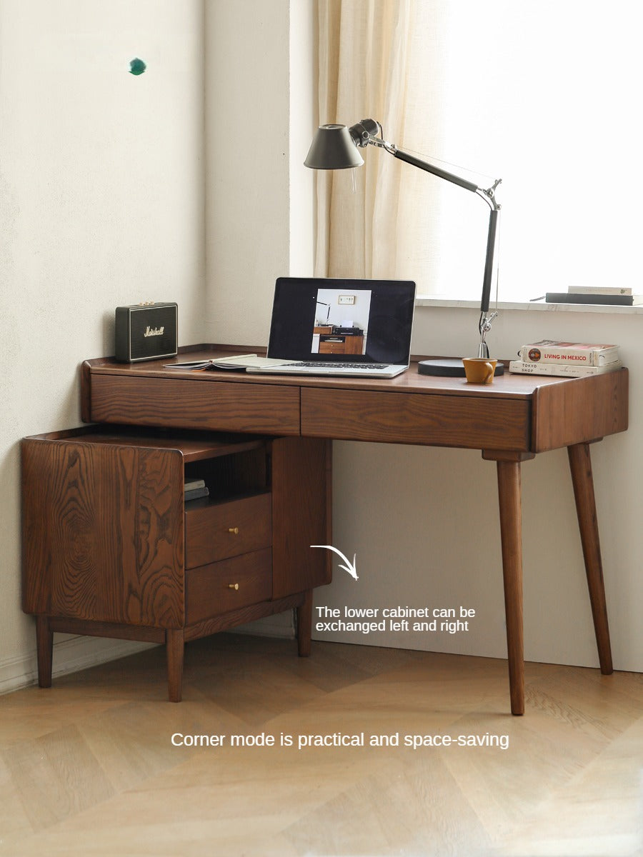 Ash Solid Wood Expansion Office Desk Corner Table"