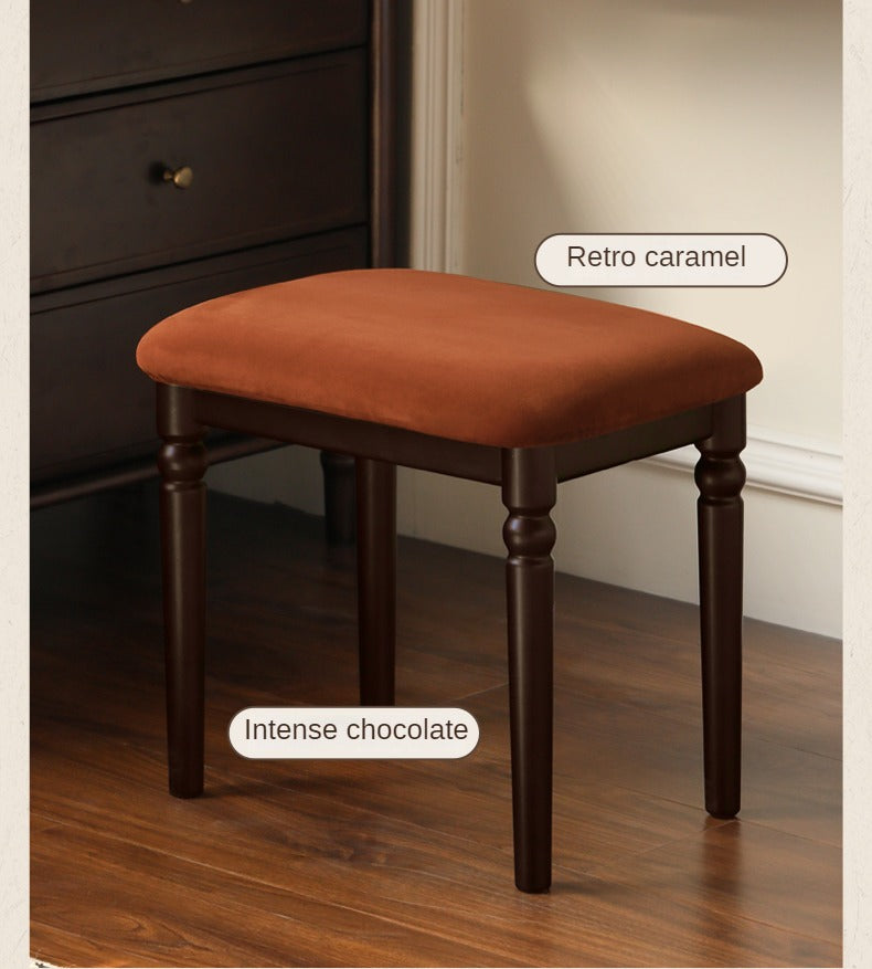 Beech Solid Wood American Retro Soft Makeup Stool