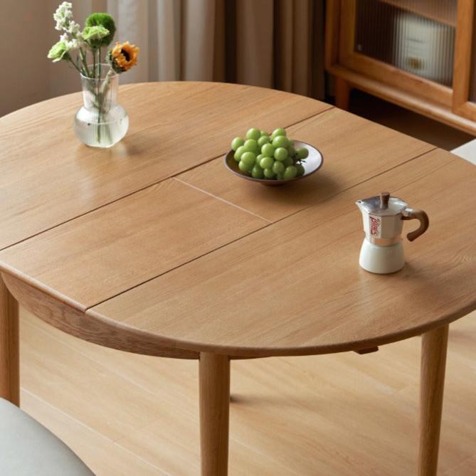 Oak, ash Solid Wood Retractable Round Dining Table