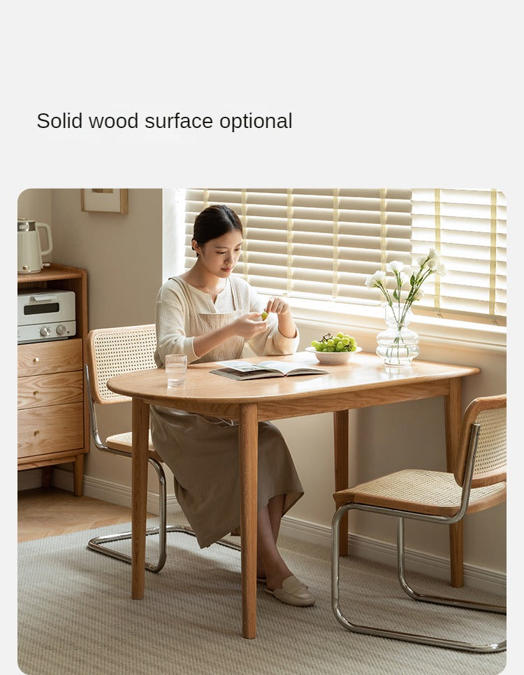 Cream wind rock slab folding dining table Poplar solid wood"