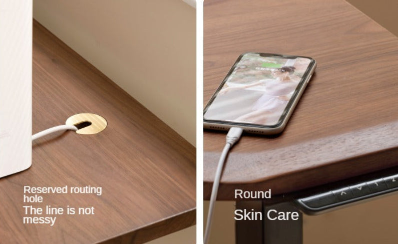 Ash, Sandalwood, Black Walnut Solid Wood Electric Elevating Office Desk