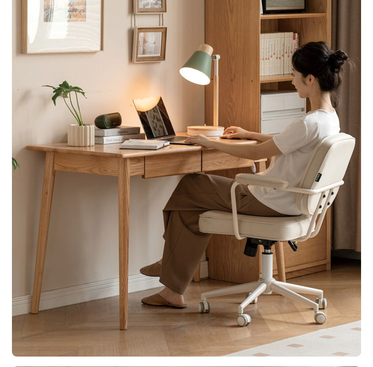 Oak solid wood Office desk spindle-shaped slanted legs: