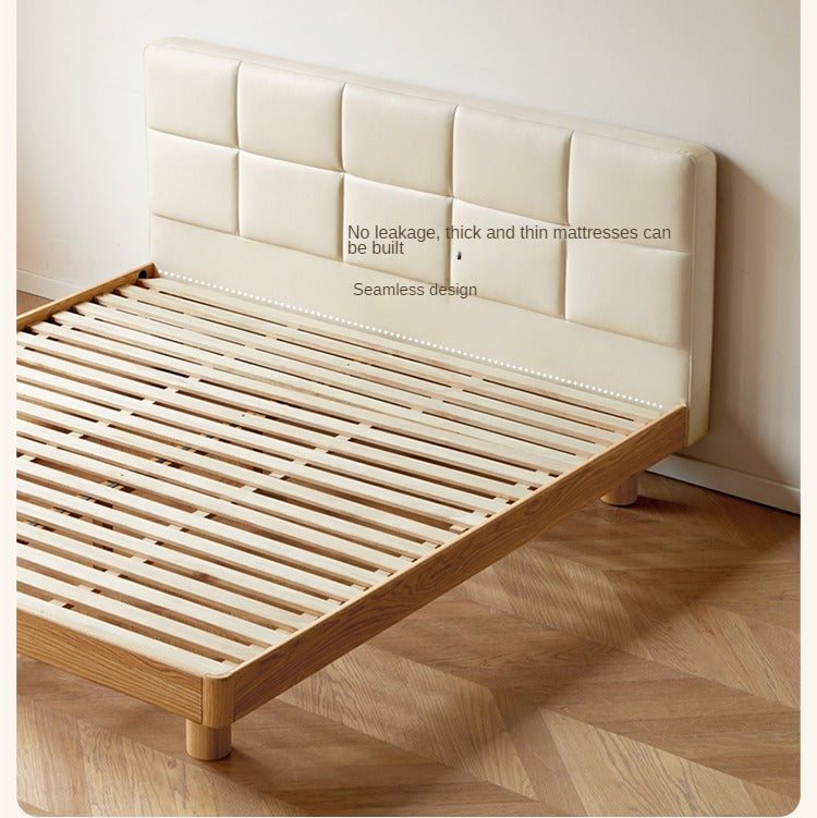 Oak solid wood technology cloth soft bed modern simple<