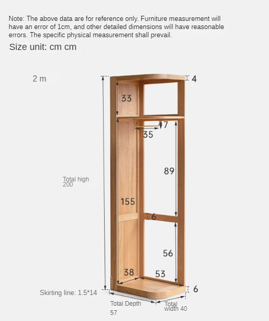 Oak, cherry solid wood corner triangle modern floor-standing wardrobe