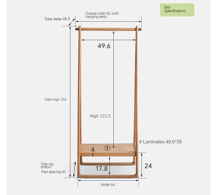 Oak solid wood hanger Nordic home floor coat rack<