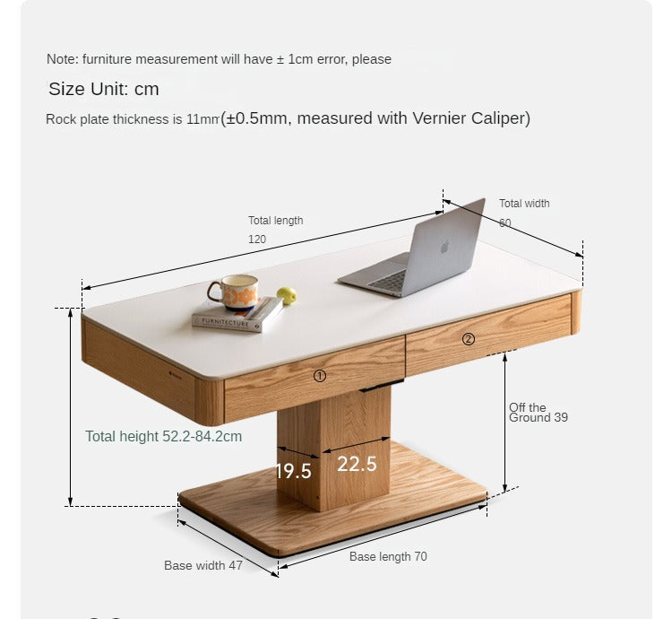 Oak Solid Wood Elevated Tea Table Rock Plate "