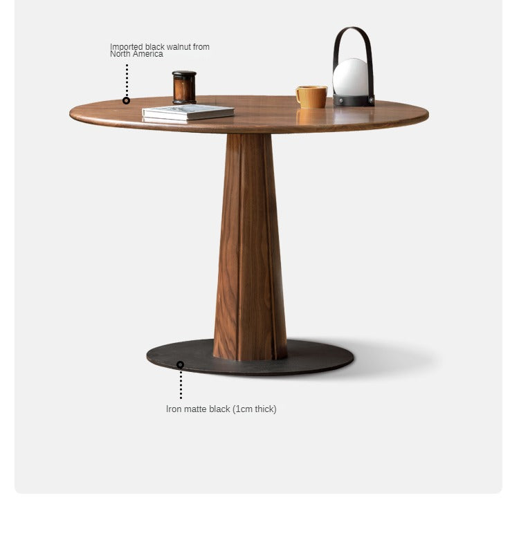 Black walnut solid wood round dining table