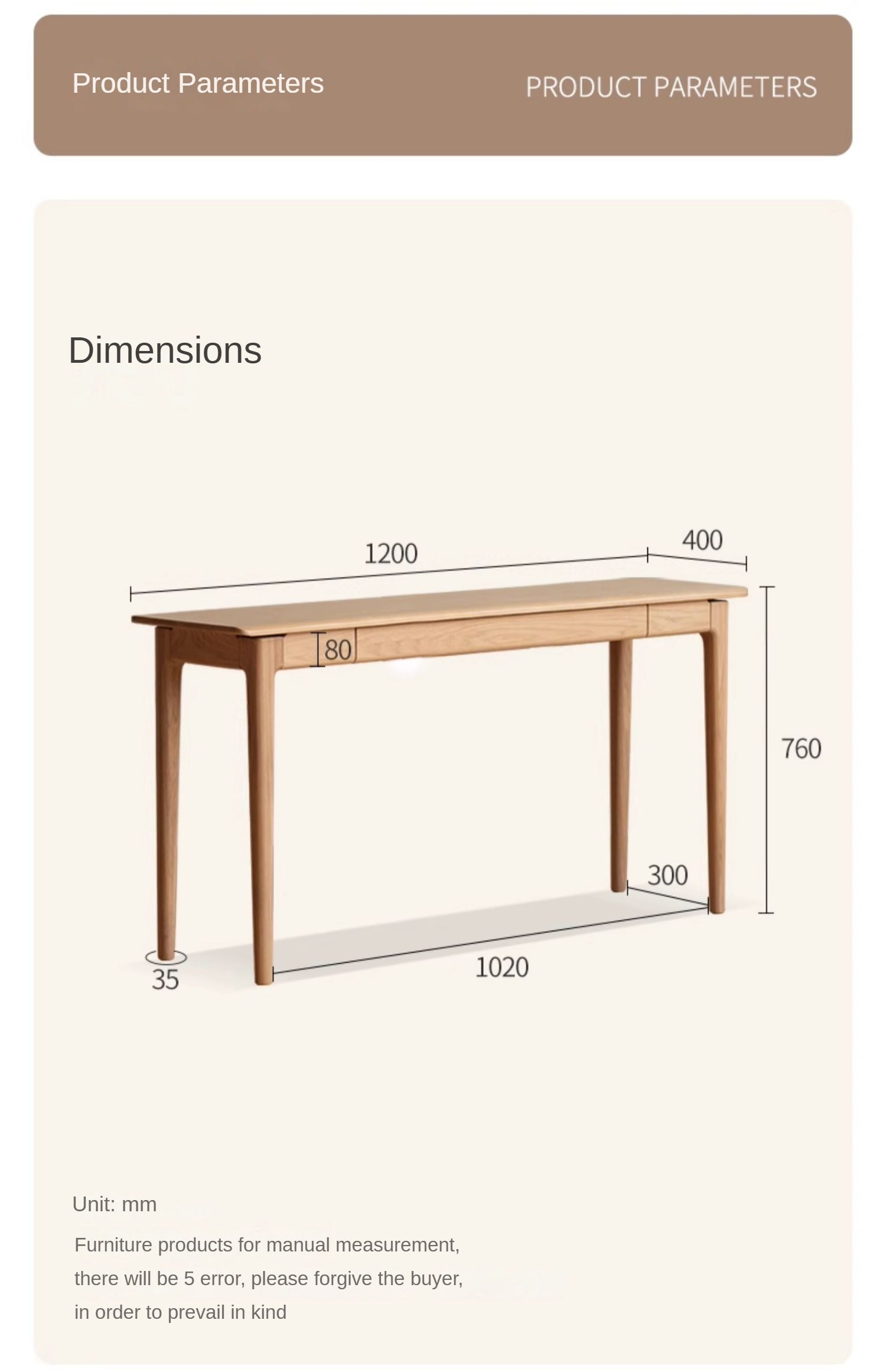 Ash Solid Wood Narrow Computer Study Desk