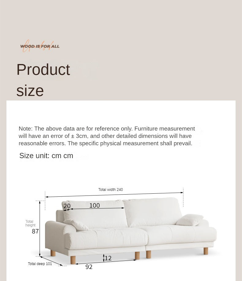 Fabric straight cream style modern three-seat sofa