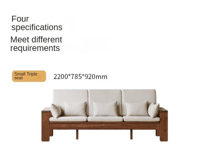 Black Walnut Solid Wood Fabric Sofa Nordic Dual-purpose Sofa+