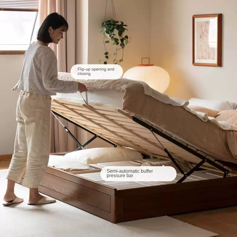 Ash Solid Wood Platform Bed, Headboard-Free Box Bed