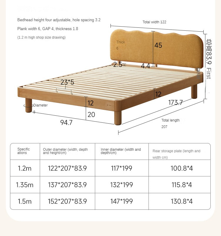 Beech Solid Wood Children's Modern Soft Bed