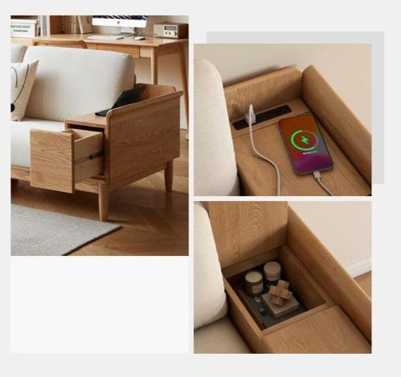 Oak Solid Wood saving space functional Storage Sofa