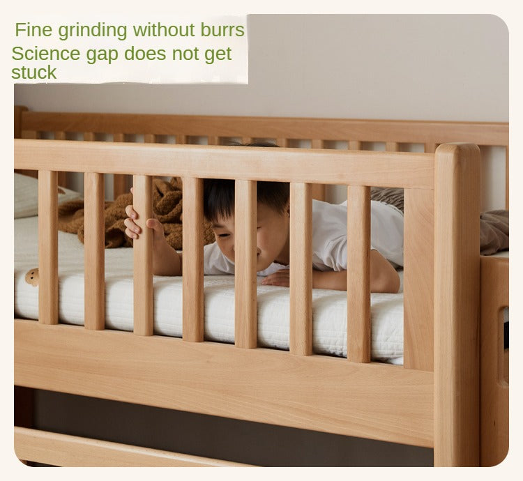 Beech Solid Wood Mother and Child Trolley Bunk Bed