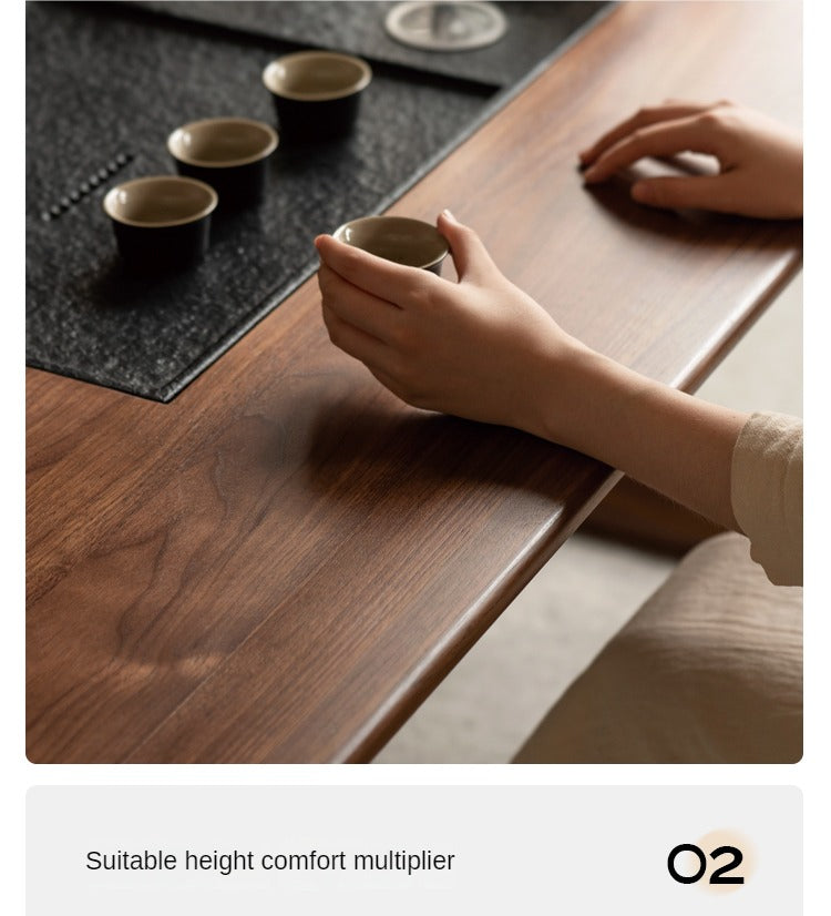 Black walnut solid wood tea table tea tray integrated,