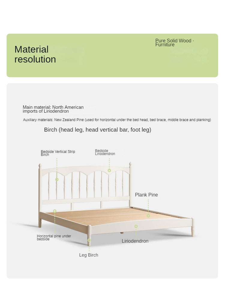 Poplar Solid Wood Bed French Cream Style