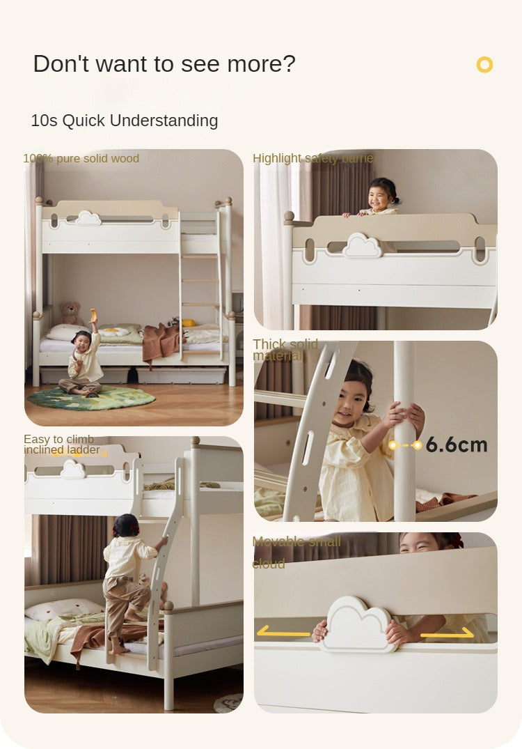 Beech solid wood children's bunk bed