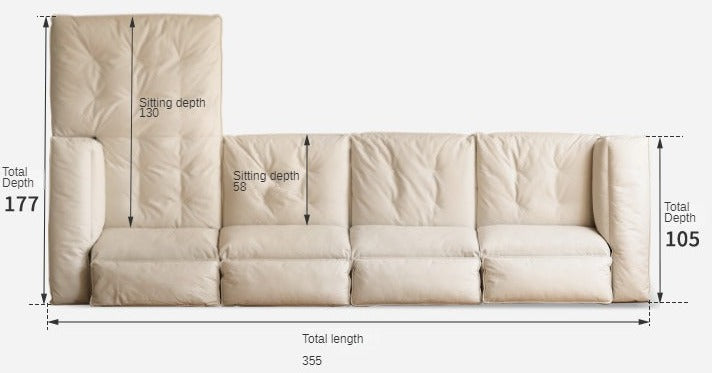 Technology Fabric down Sofa high backrest Cream Style)
