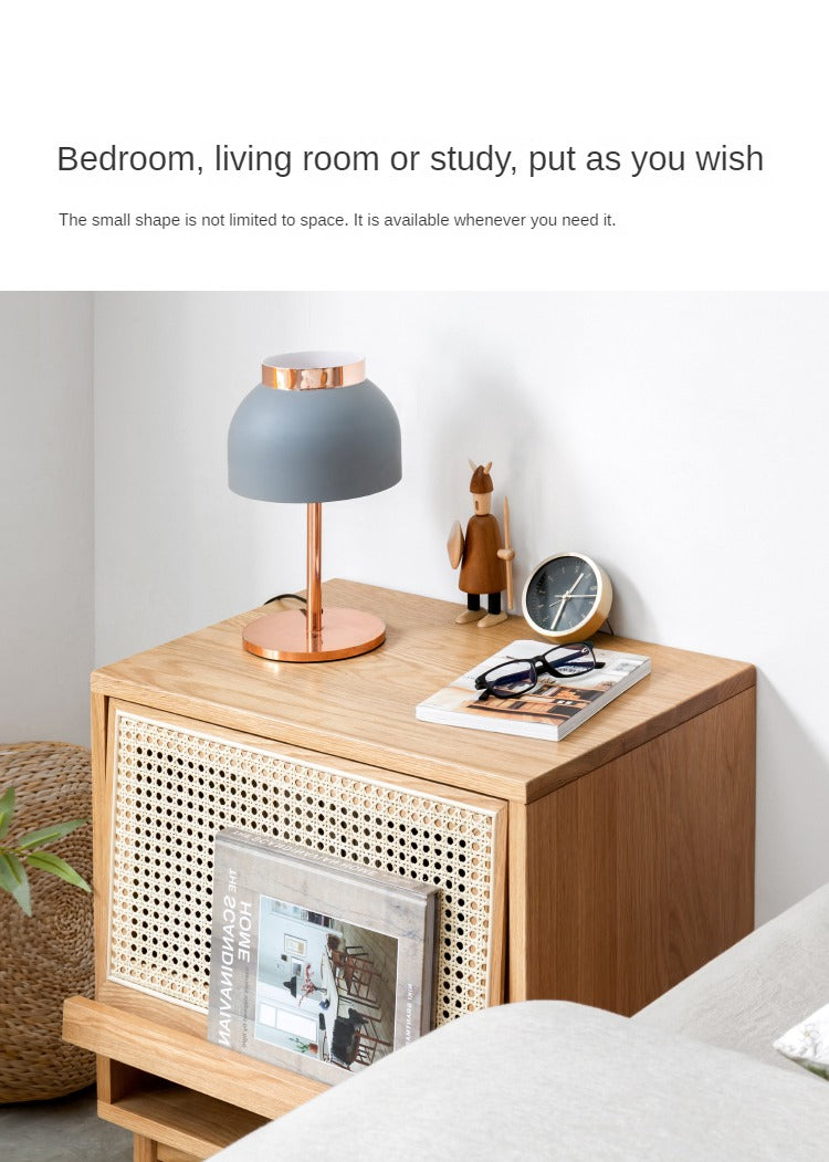 Oak Solid Wood Rattan magazines side cabinet-