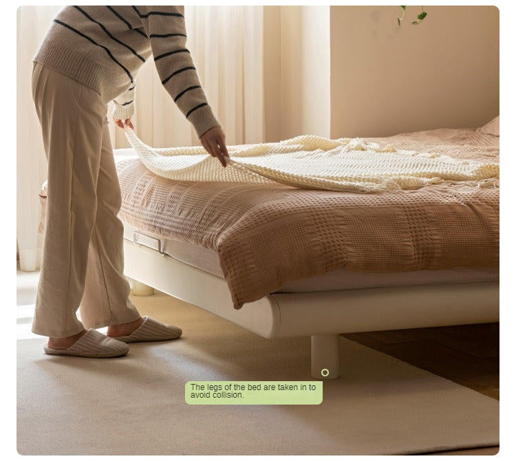 Poplar solid wood cream style Platform Bed<