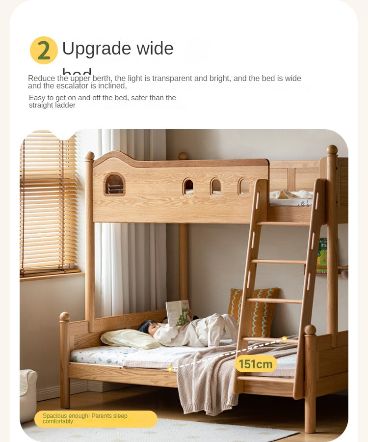 Oak Solid Wood Children's Bunk Bed.