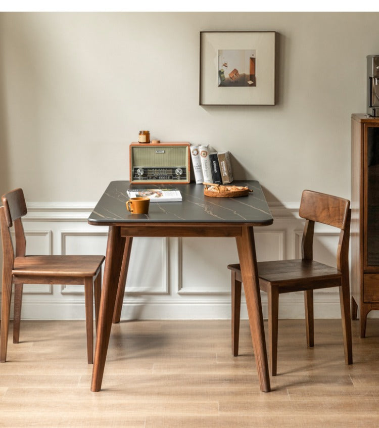 Black walnut solid wood rock plate dining table