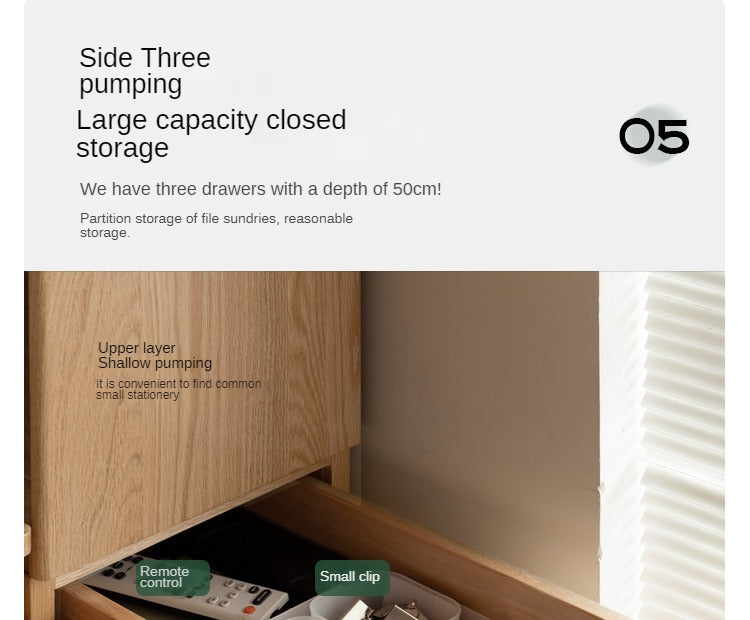 Oak solid wood bookcase, floor-standing storage cabinet"