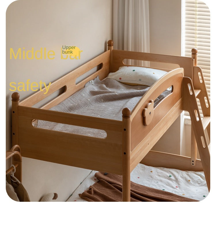 Beech solid wood children's bunk bed.