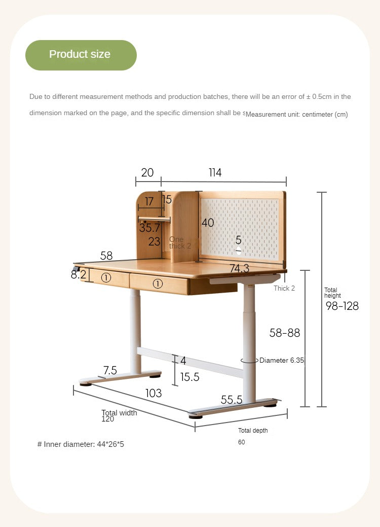 Beech solid wood children's electric lifting study table