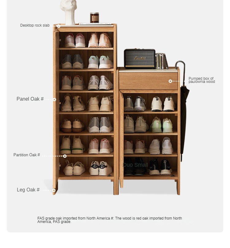 Oak solid wood rock slab storage shoe cabinet integrated