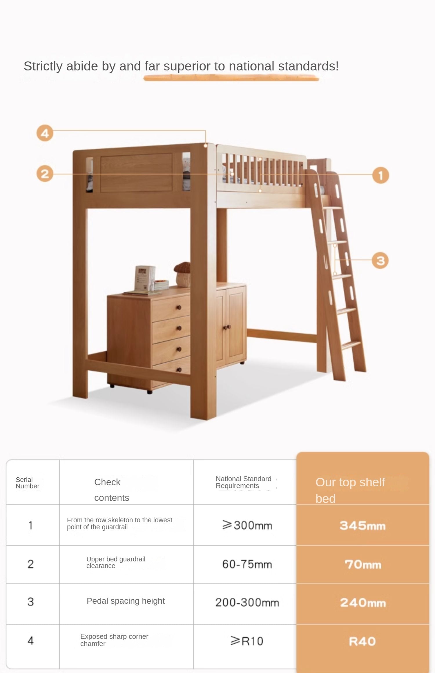 Beech solid wood Loft bed<