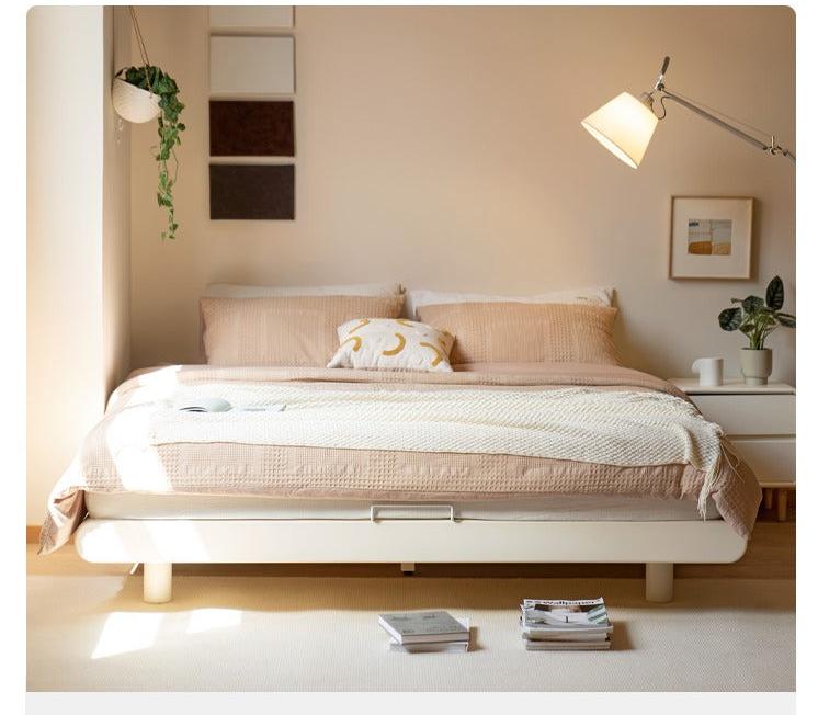 Poplar solid wood cream style Platform Bed<