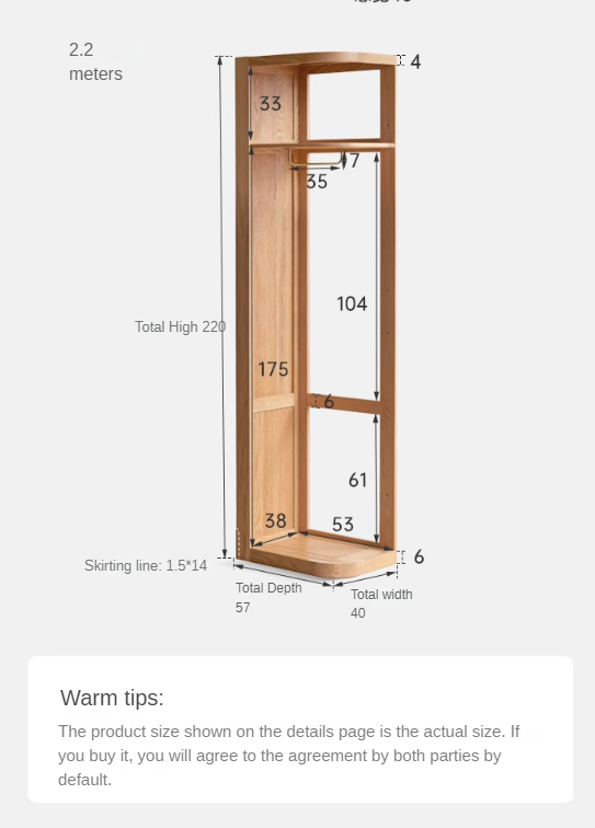 Oak, cherry solid wood corner triangle modern floor-standing wardrobe