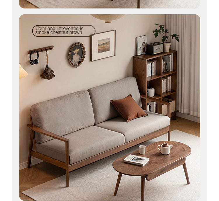 Black Walnut Solid Wood Sofa Modern "