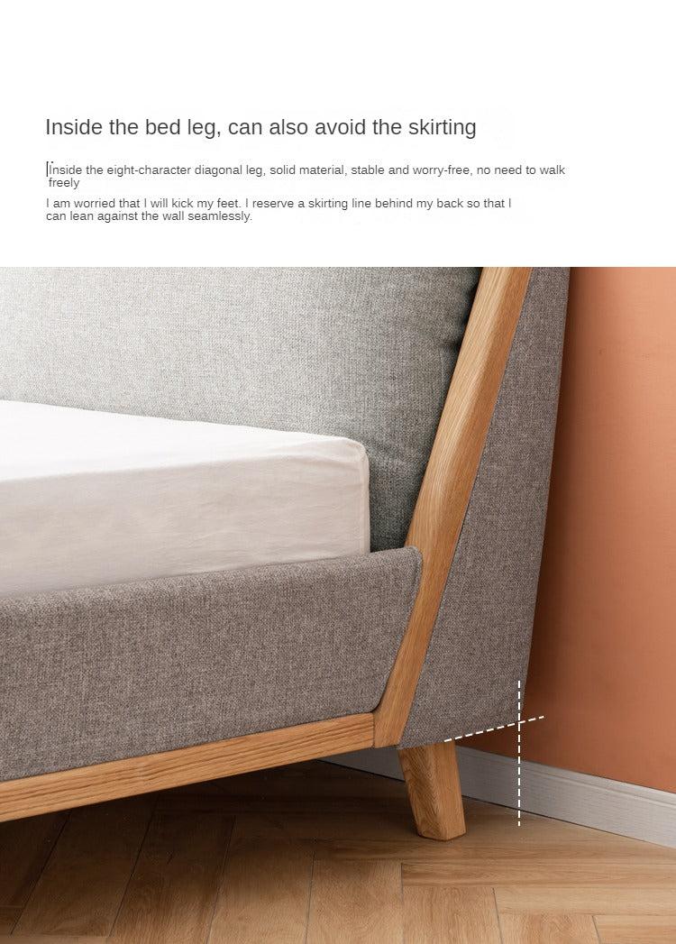 Oak Solid Wood Soft Cushion Bed +)