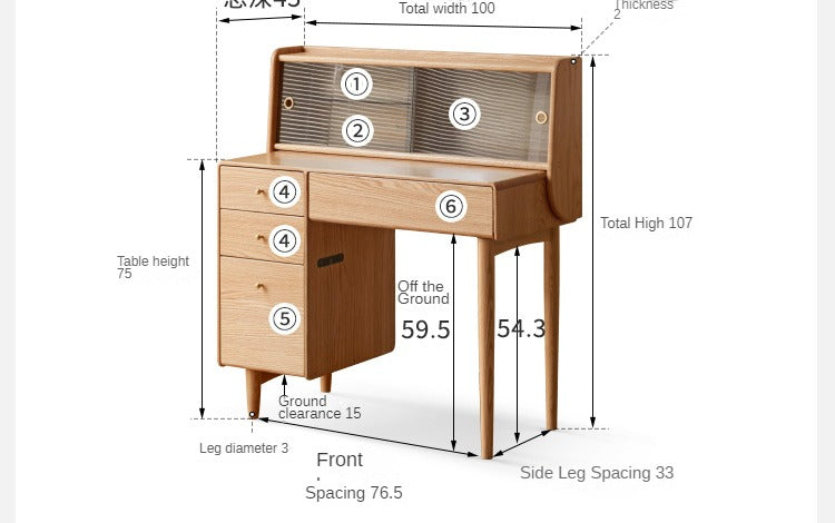 Oak Solid Wood Dressing Table Modern and Atmosphere