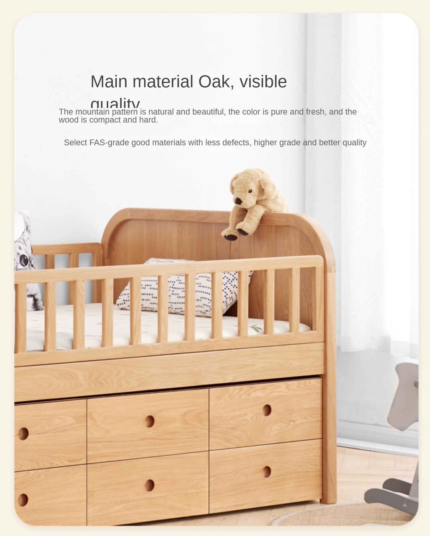 Oak solid wood Multi-functional storage bed)