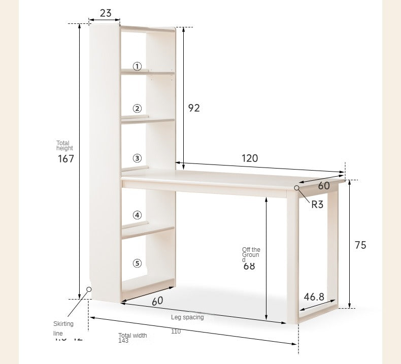 Poplar Solid Wood Office Desk Bookshelf Integrated-