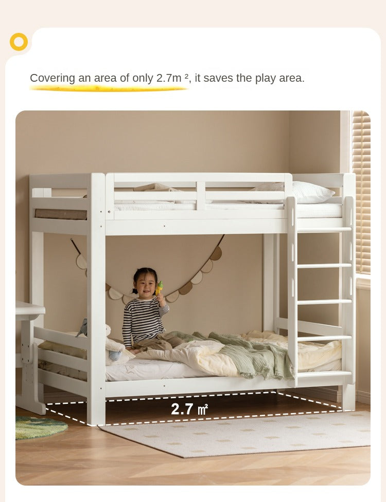 Birch Solid Wood Children's Bunk Bed Cream Style White.