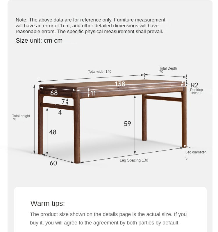 Black walnut solid wood tea table,