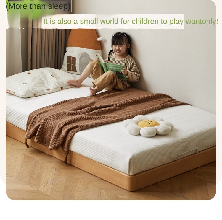 Beech Solid Wood Children's Splicing platform bed, headboard-free bed