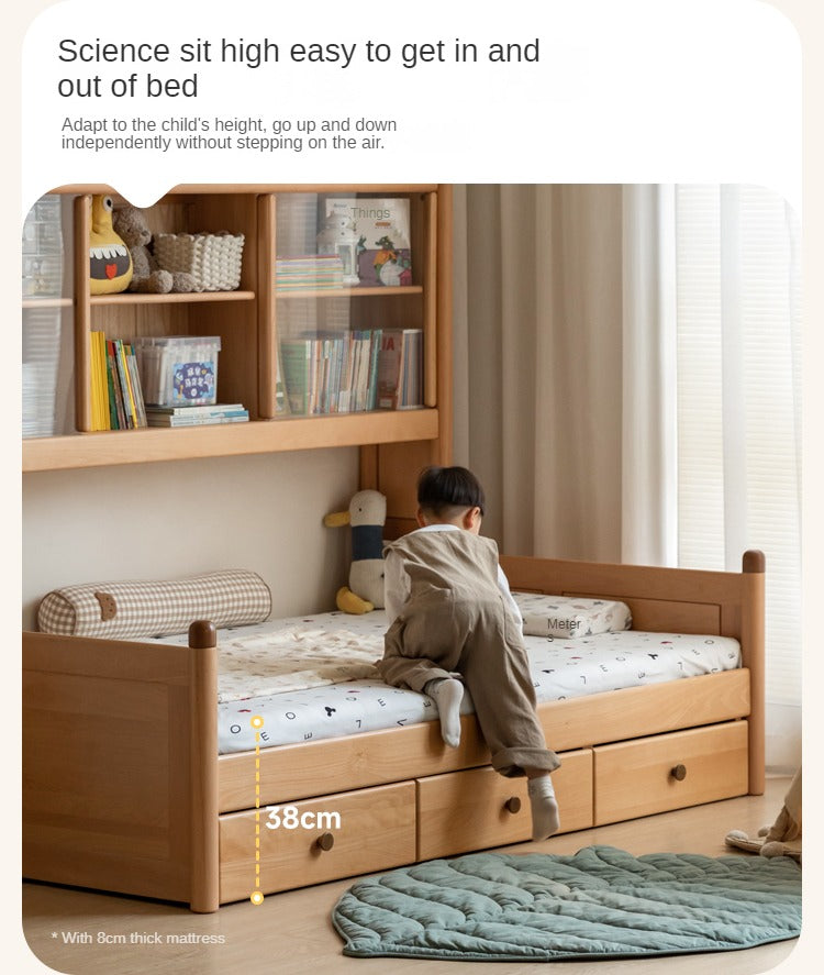 Beech Solid Wood Children's Cabinet Integrated Bed