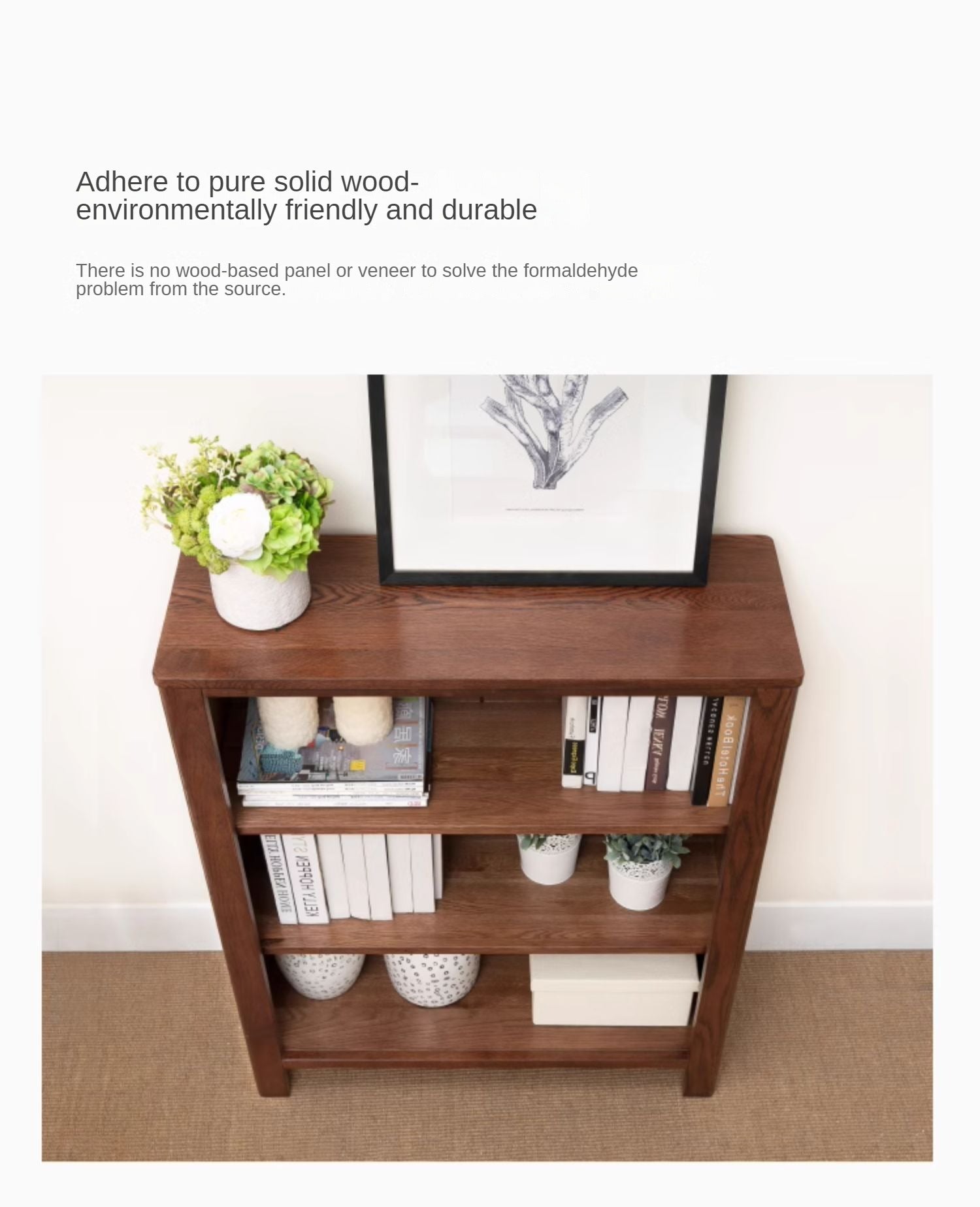 Oak solid wood small modern bookcase