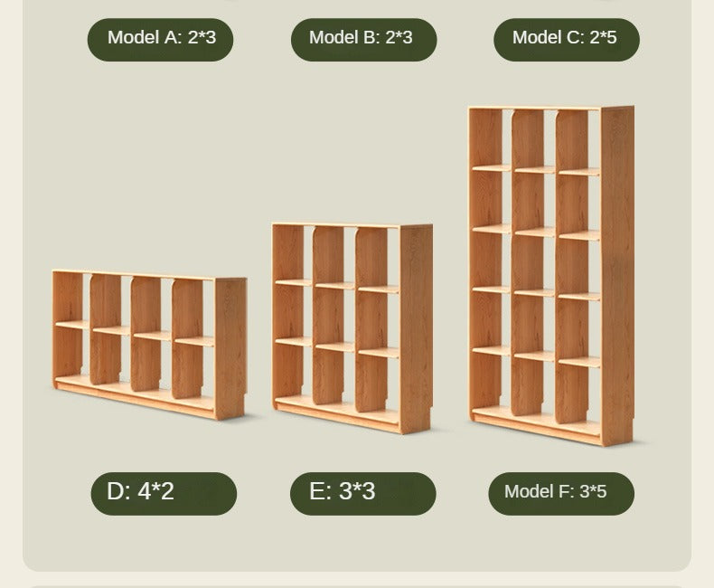 Cherry solid wood bookcase floor display free lattice combination<