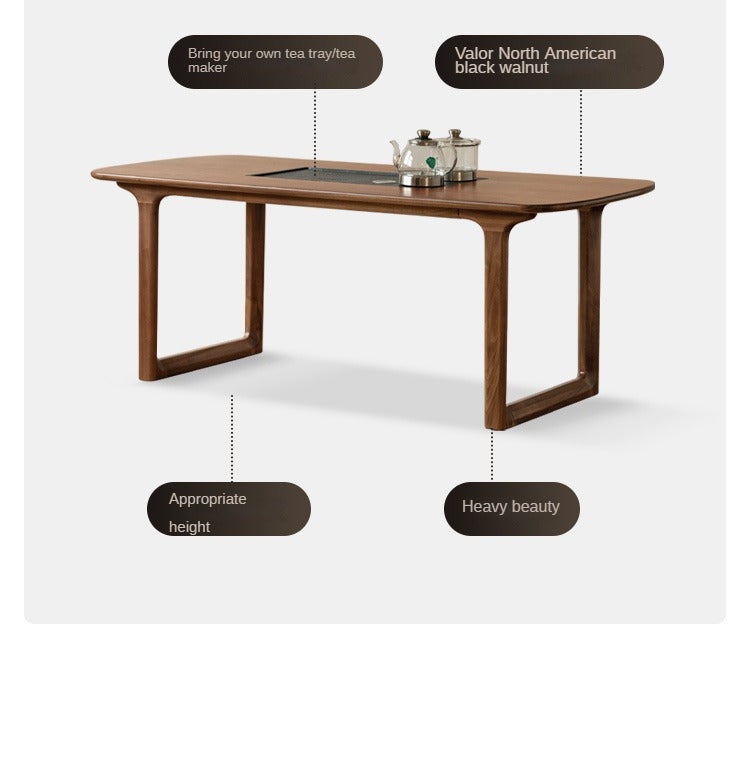 Black walnut solid wood tea table tea tray integrated,