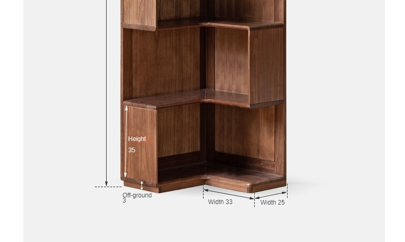 Black walnut solid wood corner storage bookcase<